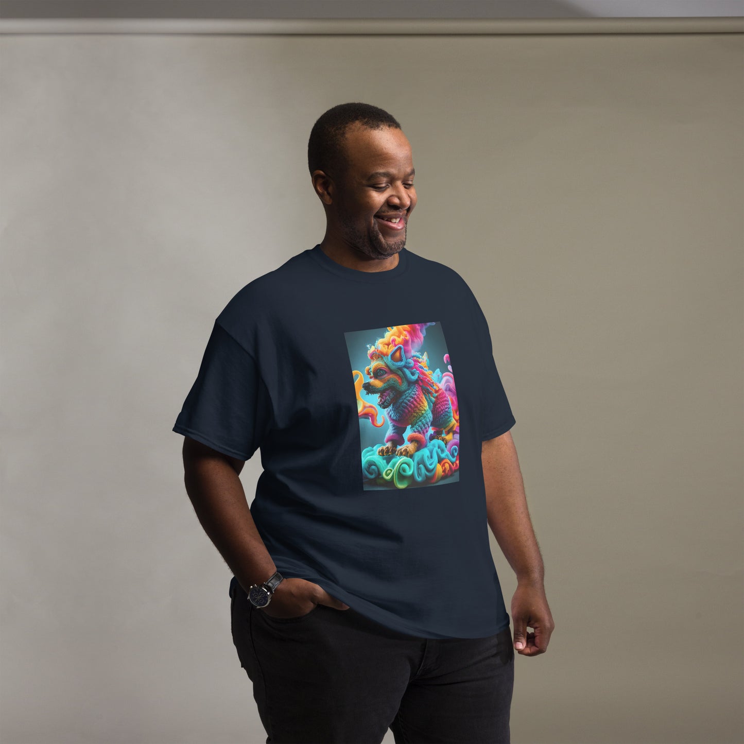 Colorful Crochet Foo Dog classic tee