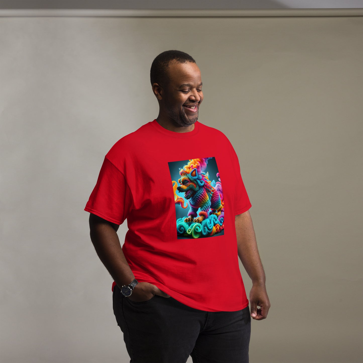 Colorful Crochet Foo Dog classic tee