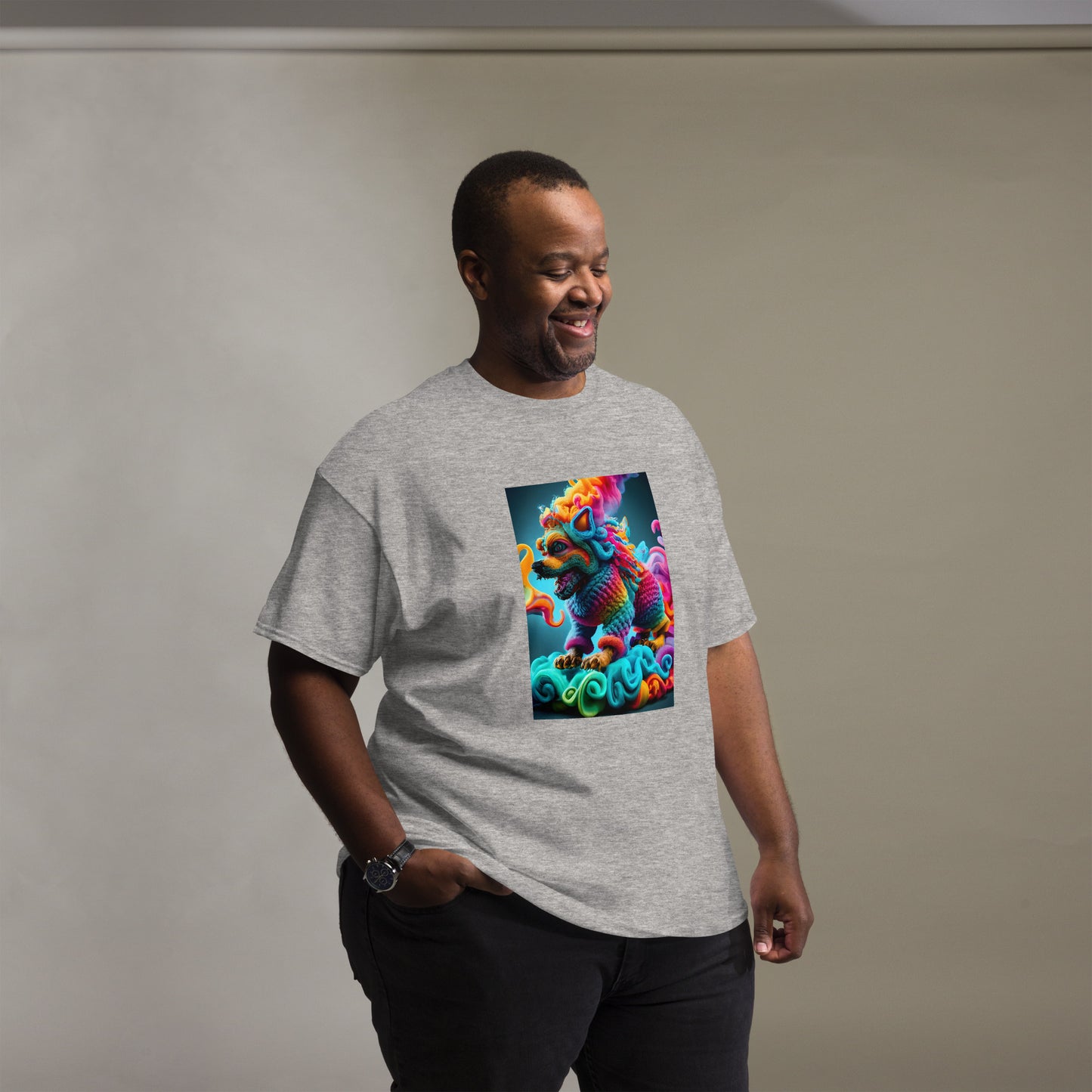Colorful Crochet Foo Dog classic tee