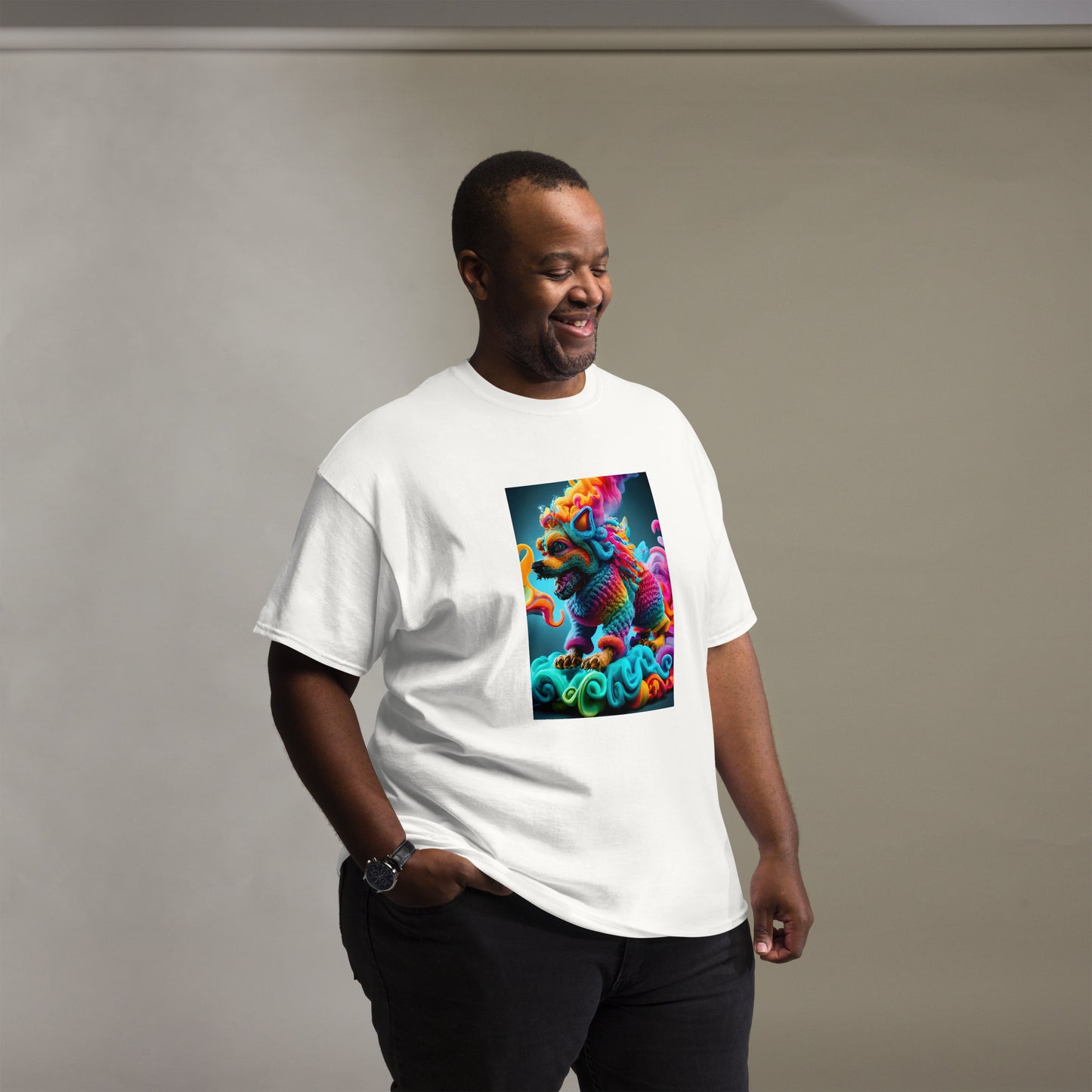 Colorful Crochet Foo Dog classic tee