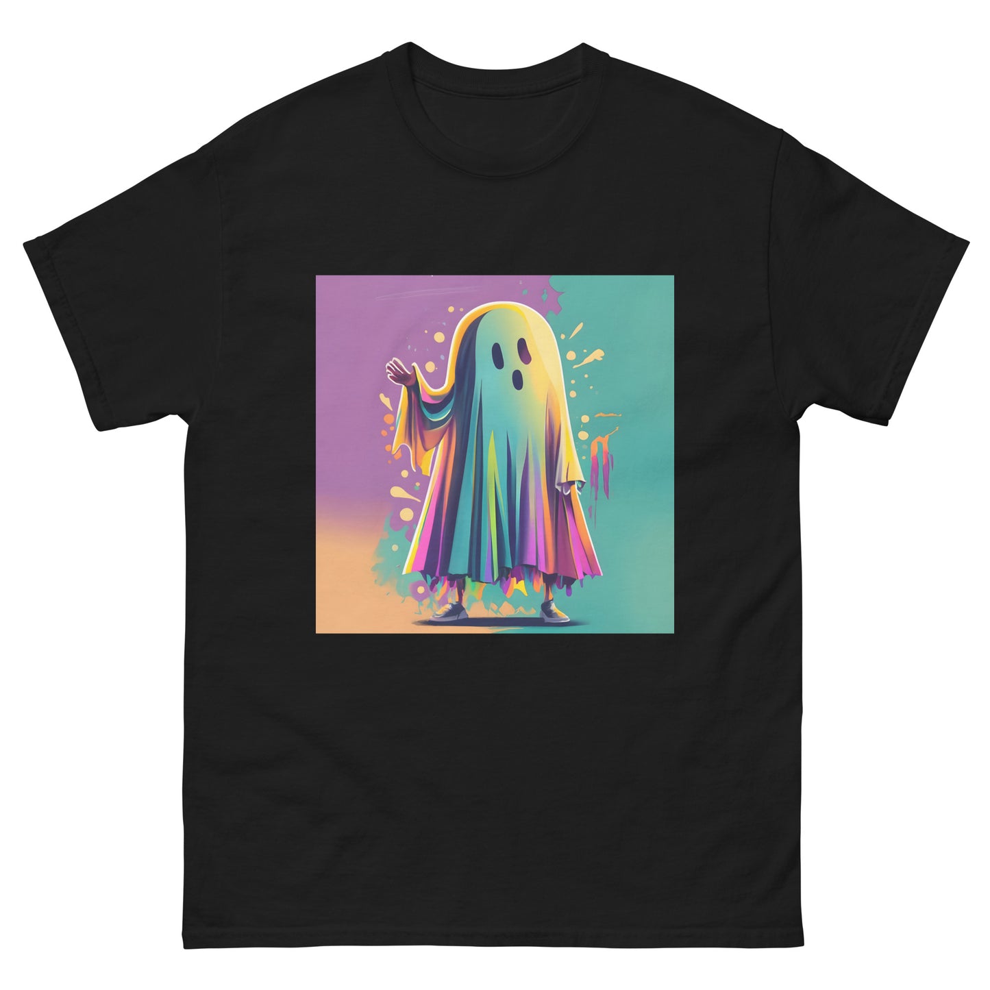 friendly ghost rainbow vector classic tee