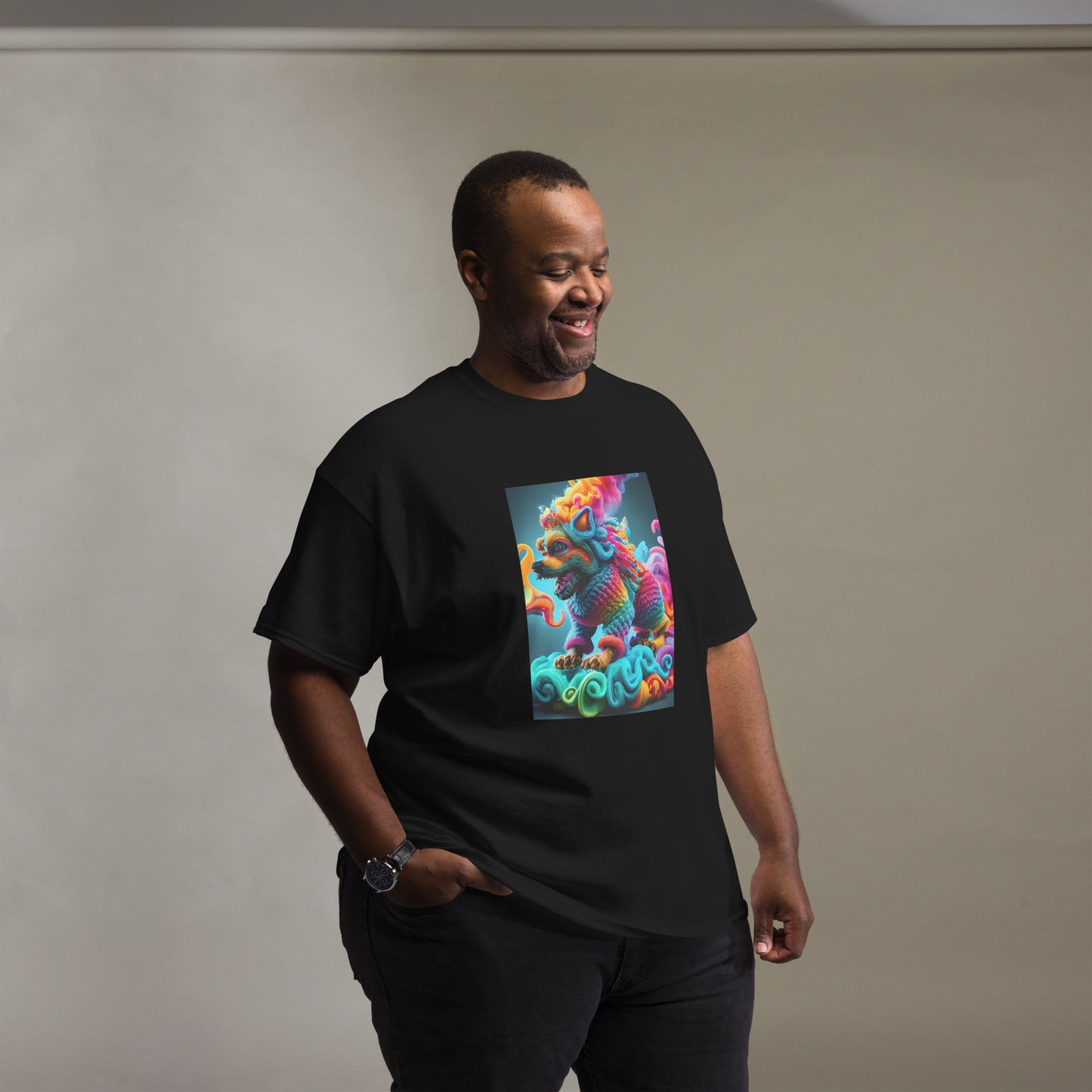 Colorful Crochet Foo Dog classic tee