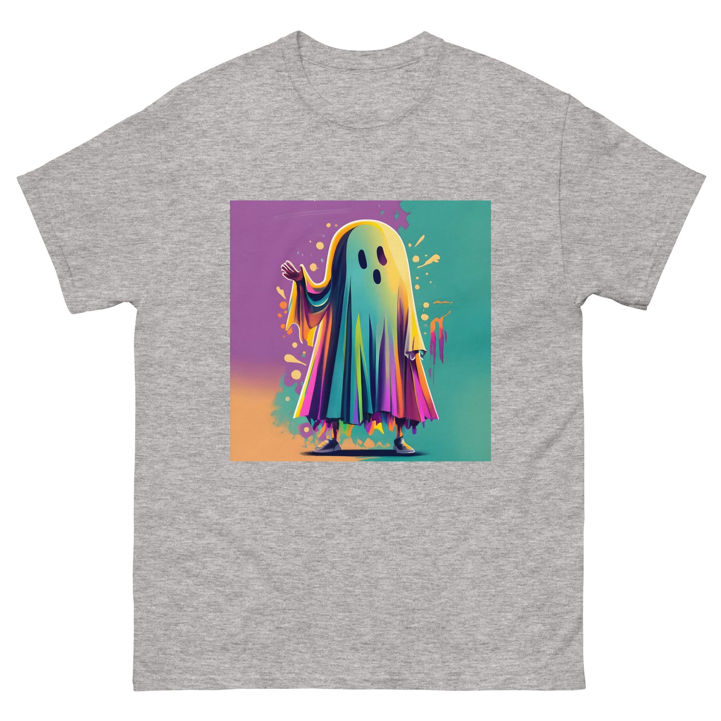 friendly ghost rainbow vector classic tee