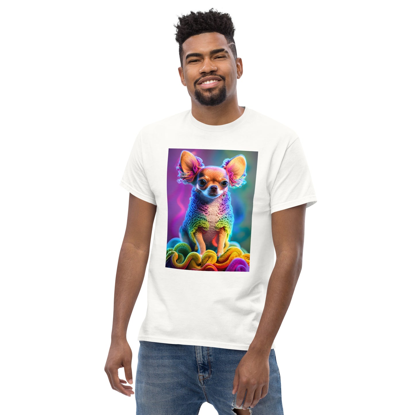 Colorful Crocheted Chihuahua classic tee